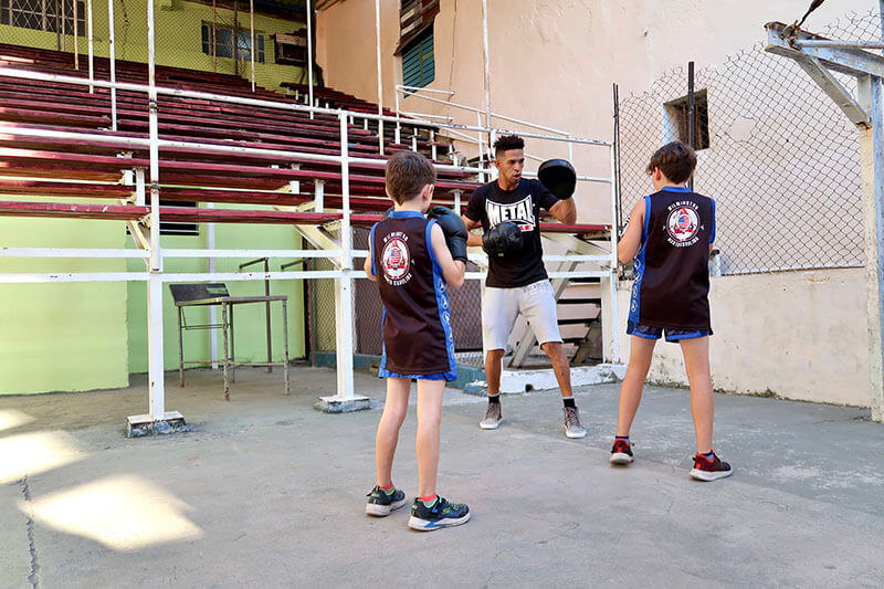 Pad work with Eduardo during Boxing Lessons at Rafael Trejo Gym