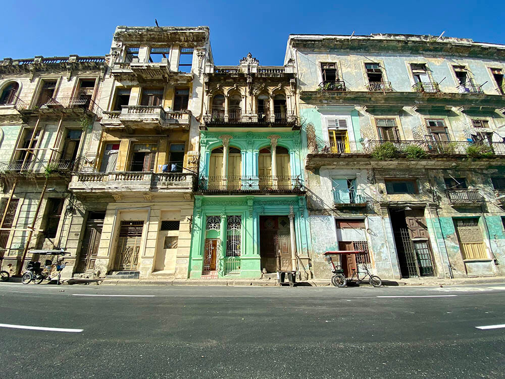 Once beautiful colonial buildings on the street behind the Capital Building