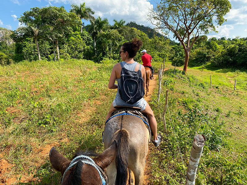 Riding horses through Vinales Valley