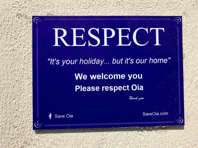 Respect Sign in Oia, Greece