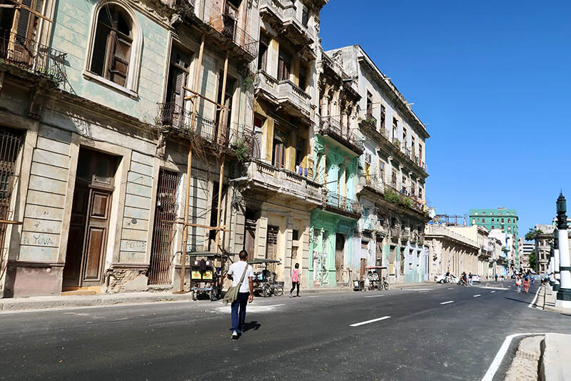 The street behind the Capitol Building dividing Old Havana and Central Havana. 