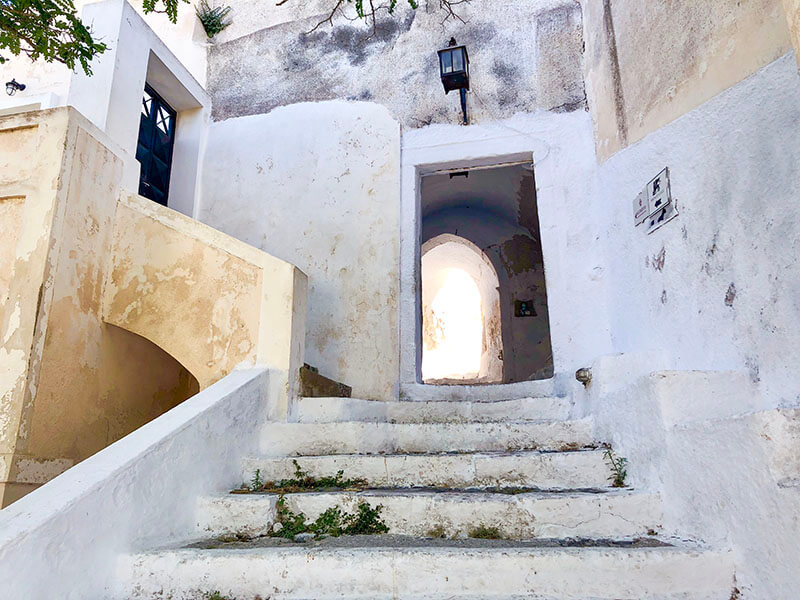 "The Door" to Kasteli Castle in Pyrgos, Santorini Greece