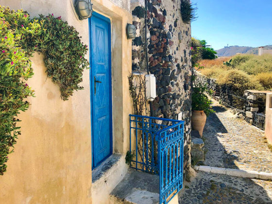 Village of Pyrgos in Santorini Greece