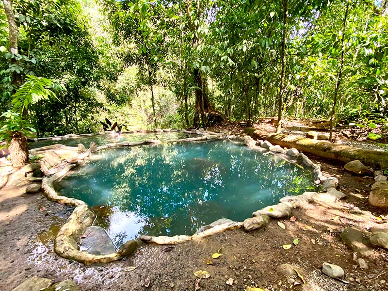 Beautiful blue pools in the forest at Eco Termales