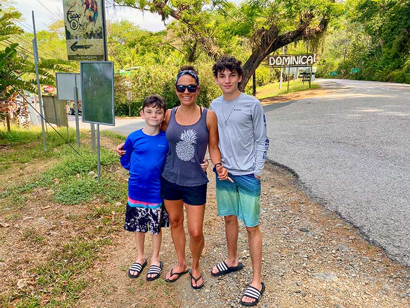 Cody and boys at the top of the main road into Road to Dominical